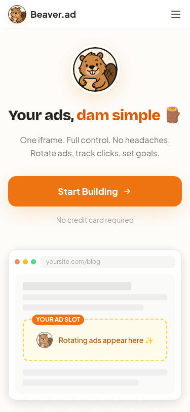 Beaver.ad mobile screenshot