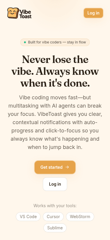 VibeToast.com mobile screenshot